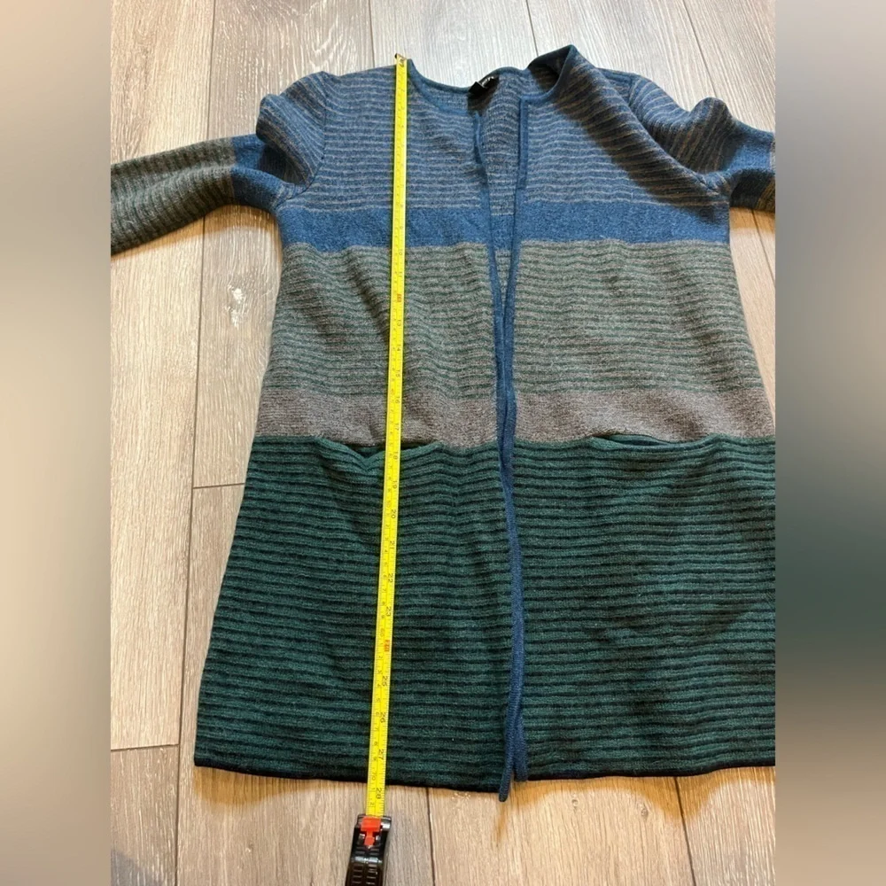 Talbots 100% Merino Wool Open Front Stripe Cardigan